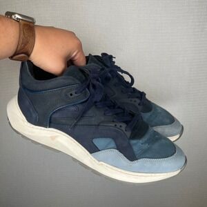Filling Pieces Mens Low Top Blue Nubuck Leather Sneakers Handcrafted in Portugal